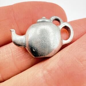 Signed Vintage 1990 Danforth Pewter Teapot Charm Pendant Small
